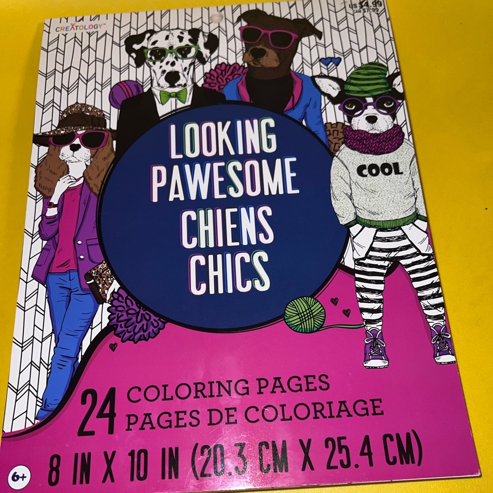 Animal COLORING BOOK 20+pages cat lion dog humor clothes glasses Pawsome chic